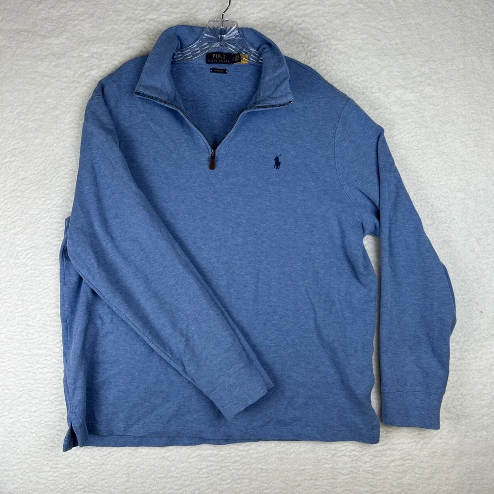 Polo Ralph Lauren Estate Rib 1/4 Zip Pullover Sweater Blue Men's Size XL